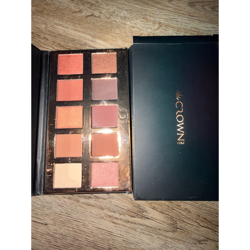 Crown Pro Eyeshadow Palette 10 Color Matte Shimmer Warm Tones Rose Gold Compact